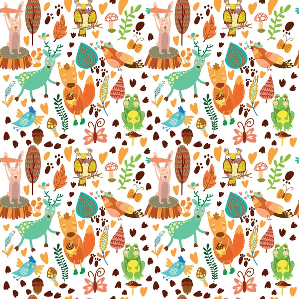 Forest animals.Owl,squirre l, deer, n — Stock Vector