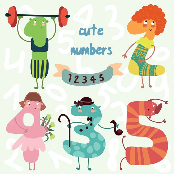 Vector set-cute numbers. — Stock Vector