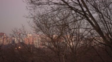 Moskova 'nın akşam şehri Panorama' sı. Gece manzarası. genel biçim