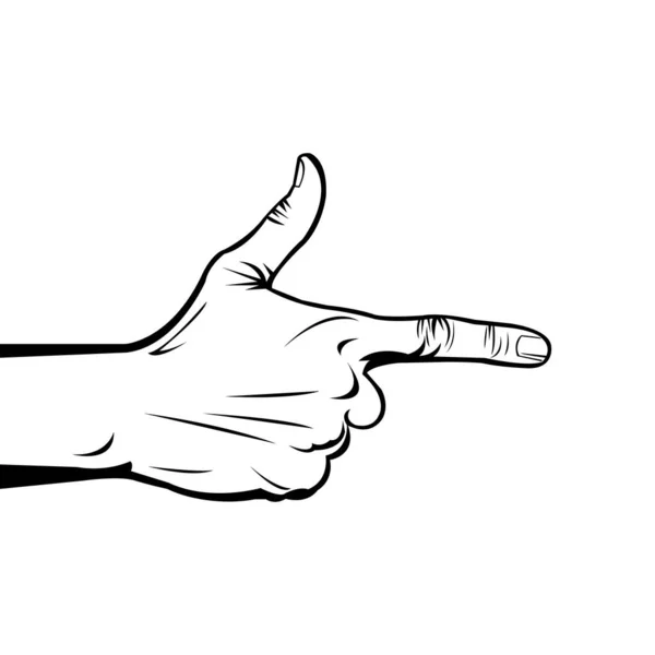 Svart Och Vit Illustration Klipp Konst Kroppsdel Finger Gesture Linjekonst — Stock vektor