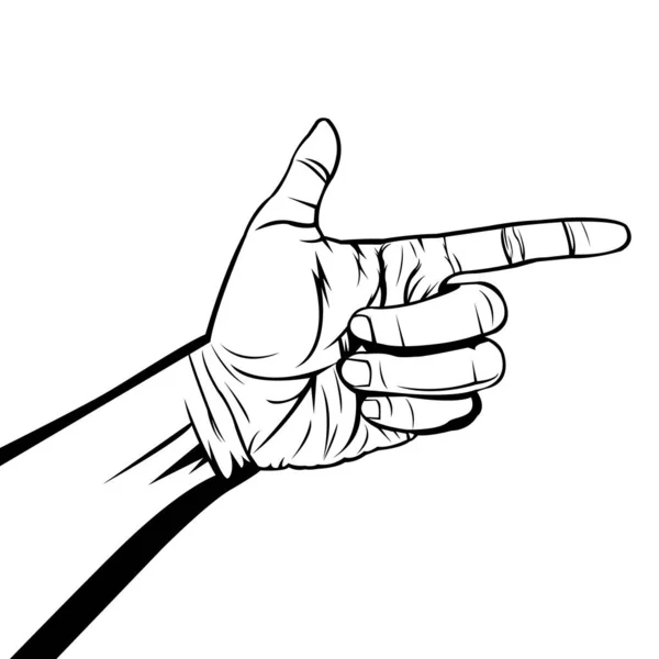 Černobílá Ilustrace Klipart Části Těla Gesto Prstu Čárový Obrázek — Stockový vektor