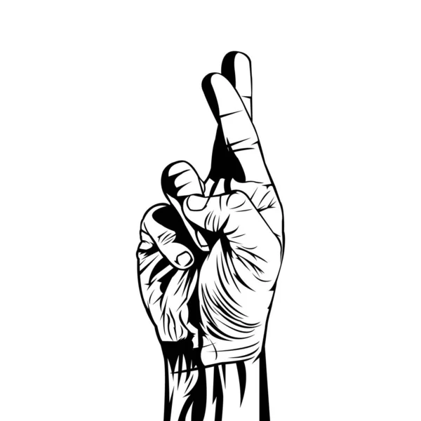 黑白插图 剪贴艺术 身体的一部分 手指的姿势 线条艺术 — 图库矢量图片