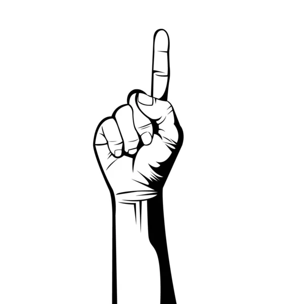 Ilustração Preto Branco Clipe Arte Parte Corpo Finger Gesture Linha —  Vetores de Stock