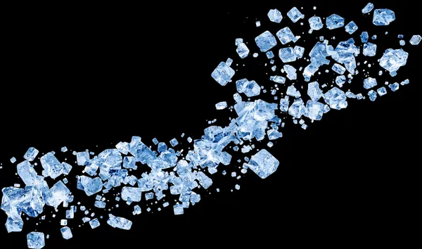 Blue Ice crash on black background — Stock Photo, Image