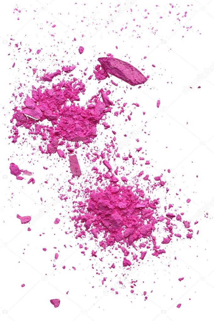 Explosion pink makeup powder on white background Stock Photo by