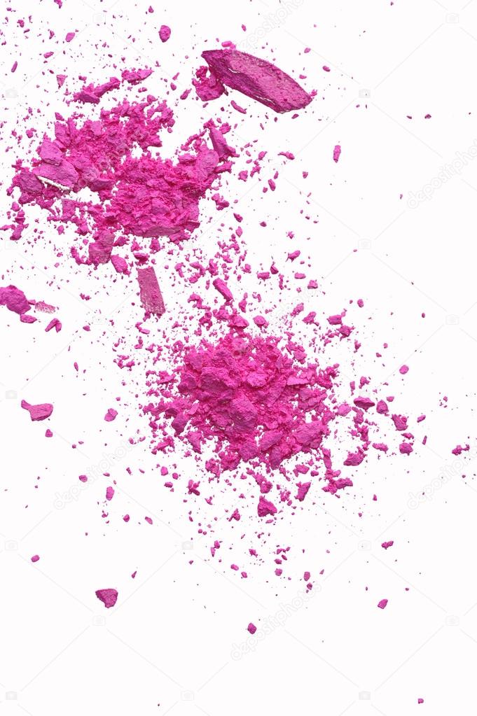 Explosion pink makeup powder on white background
