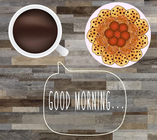 Une idée de café. Fond en bois . — Image vectorielle