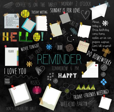 Concept design illustration of reminder wall clipart