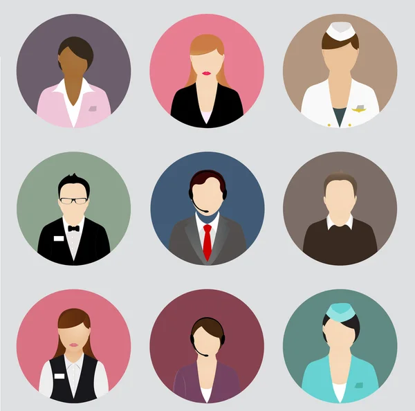 Set of human profile flat icons for mobile and web apps. — ストックベクタ