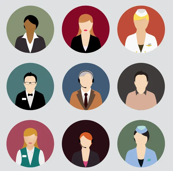 Set of human profile flat icons for mobile and web apps.