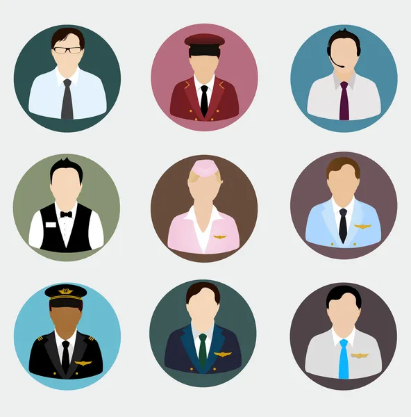 Set of human profile flat icons for mobile and web apps — 图库矢量图片