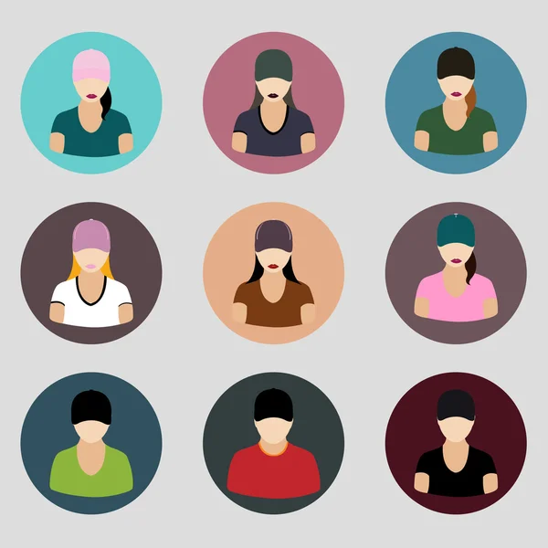 Set of human profile flat icons for mobile and web apps — 스톡 벡터