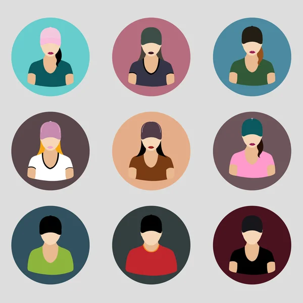 Set of human profile flat icons for mobile and web apps