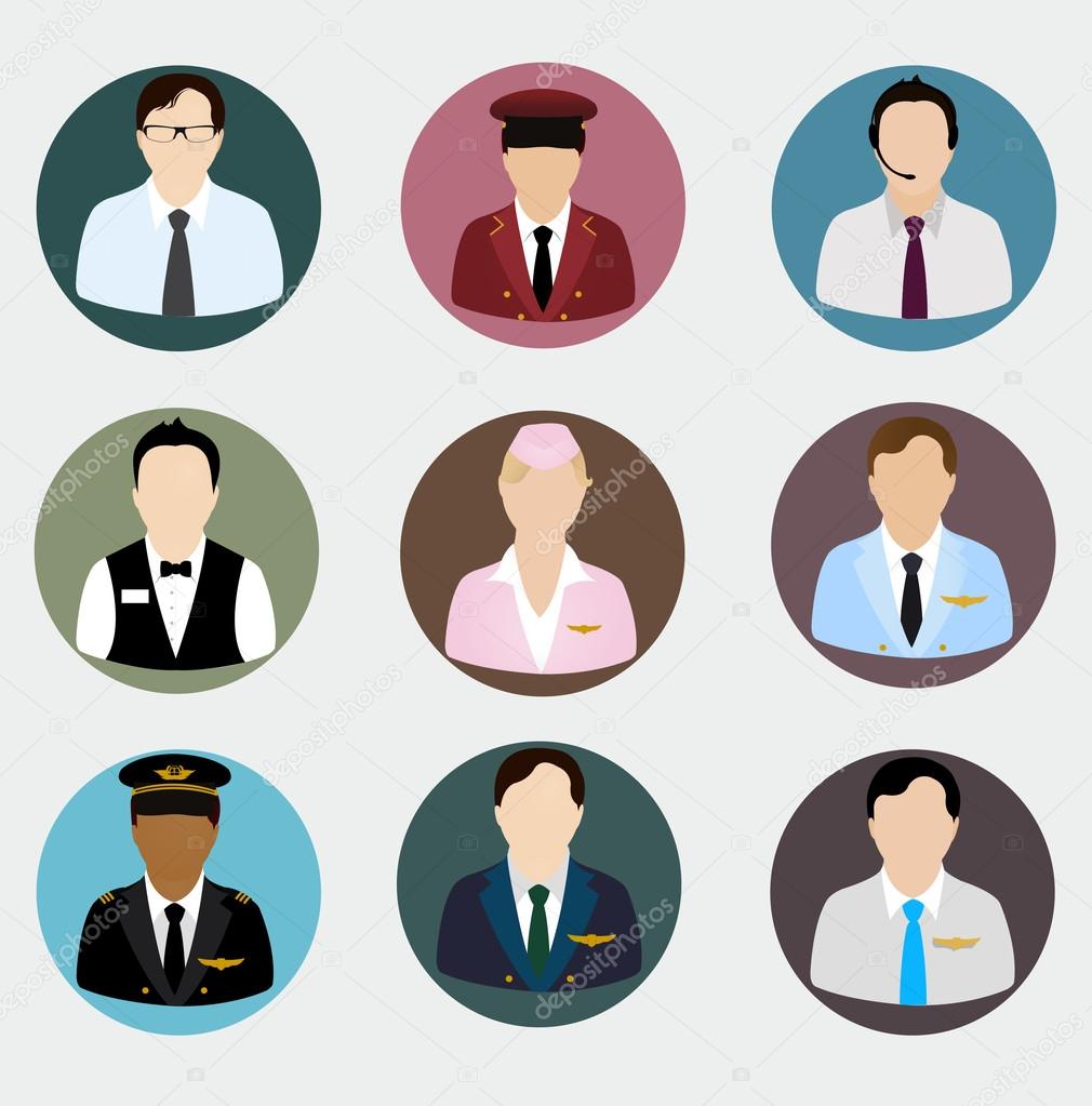 Set of human profile flat icons for mobile and web apps