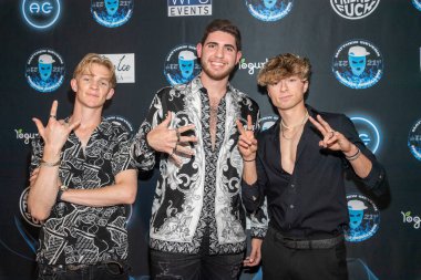 Drake Bjornstad, Ethan Levy ve Brayden Whaley 30 Eylül 2022 'de Beverly Hills, CA' da Matthew Sieverin 'in 21. doğum günü partisine katıldılar.