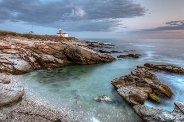 Beavertail Lighthouse at Sunset — Stock Photo, Image