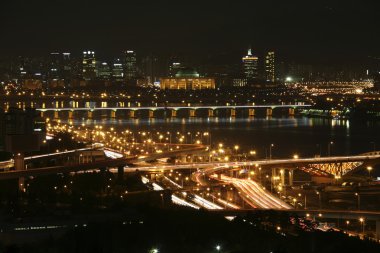 Seul güzel gece görünümü