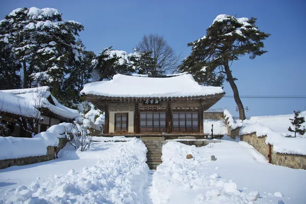 Traditionele huizen in de winter — Stockfoto