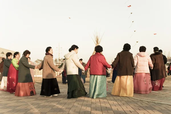 在韩国，蒲苇草的传统文化活动 — 图库照片