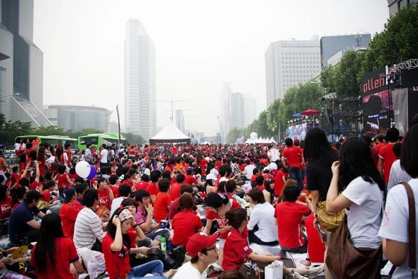 Wereld beker straat juichende menigte in Zuid-korea — Stockfoto