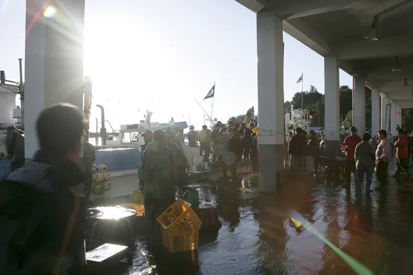 Pescatori al porto marittimo — Foto Stock