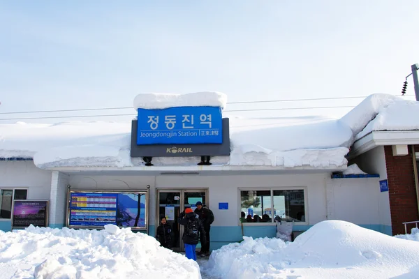 Jeongdongjin besneeuwde winterlandschap — Stockfoto