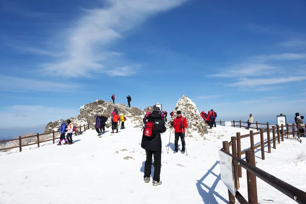 La gente en el hermoso paisaje de invierno Mt. Deogyusan —  Fotos de Stock