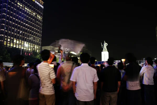 Raduno di folla in Corea del Sud manifestazione a Seoul Plaza — Foto Stock