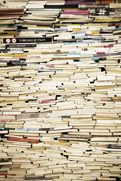 Muchos libros y revistas en la librería — Foto de Stock