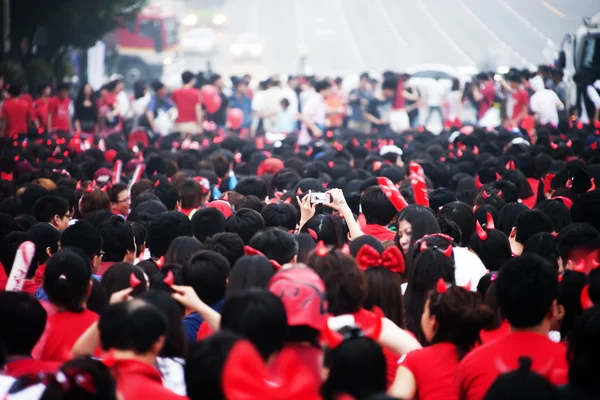 Wereld beker straat juichende menigte in Zuid-korea — Stockfoto