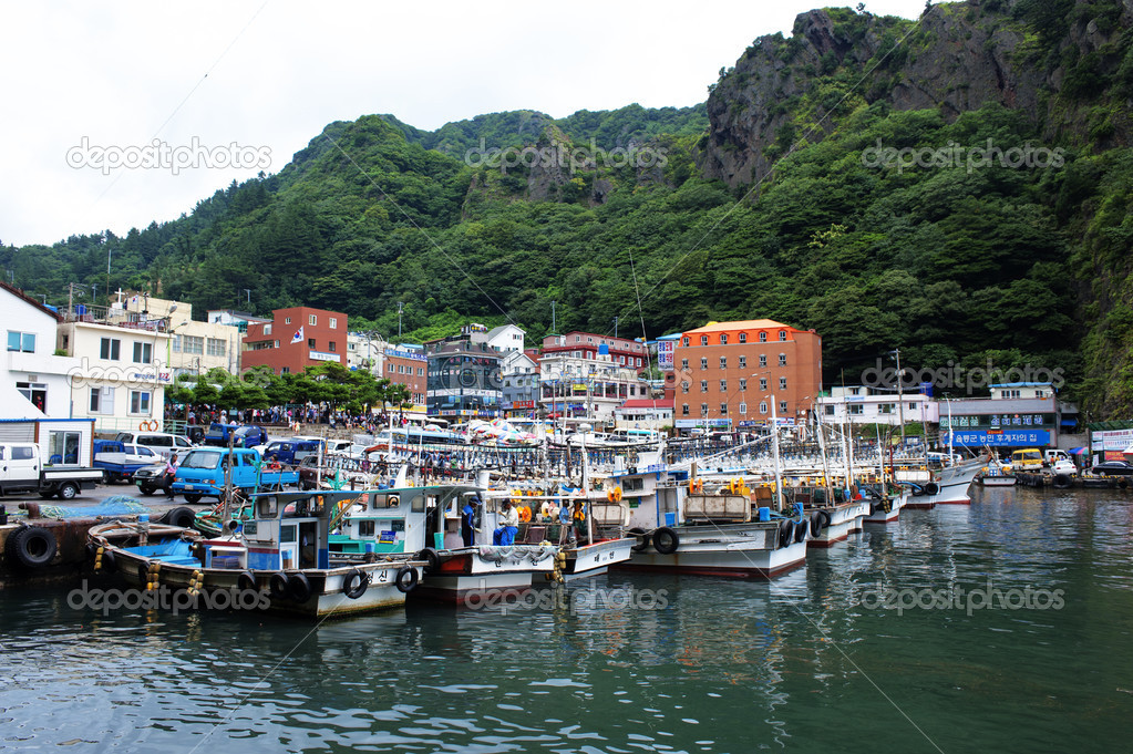 Boats on a  beautiful Island in South Korea, Ulleungdo