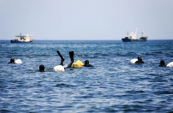 Ženské potápěči na ostrově jeju — Stock fotografie