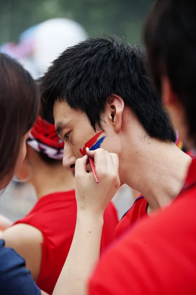 Copa del Mundo calle animando a la multitud en Corea del Sur — Foto de Stock