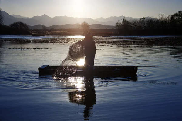 Pescador en Upo Swamp Changyeong — Foto de Stock