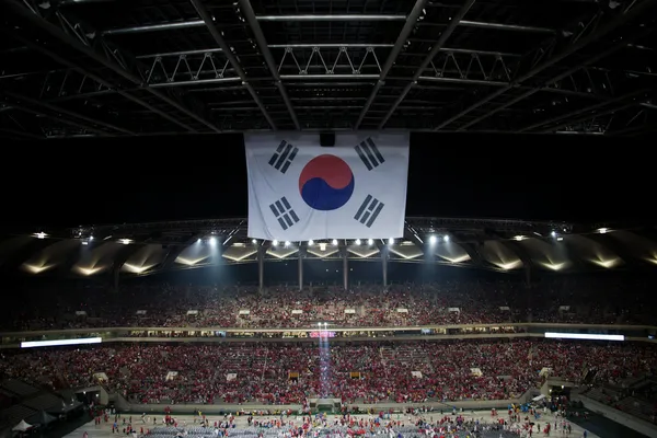 Dopingowanie tłum na stadion Pucharu Świata w Korei Południowej — Zdjęcie stockowe
