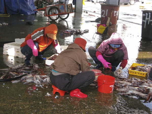 People at fish market — Stock Photo, Image