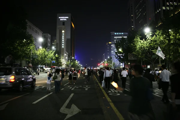 Folkmassor rally i Sydkorea demonstration i seoul plaza — Stockfoto