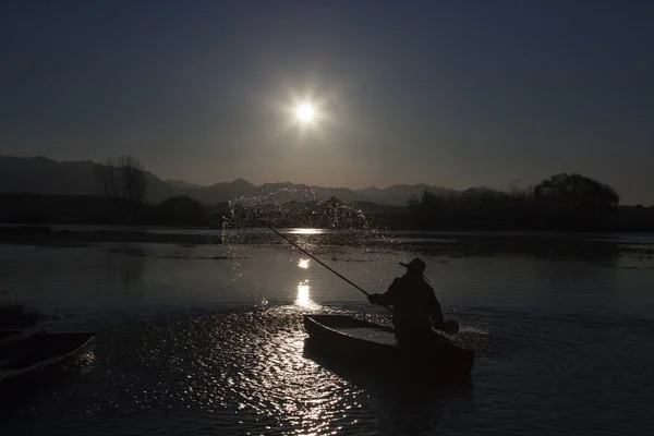 Pescador en Upo Swamp Changyeong — Foto de Stock