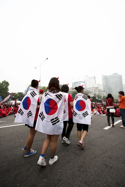 World Cup street cheering crowd in South Korea — Stock Photo, Image