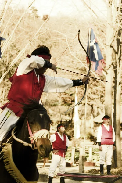 Hommes à cheval et armes — Photo