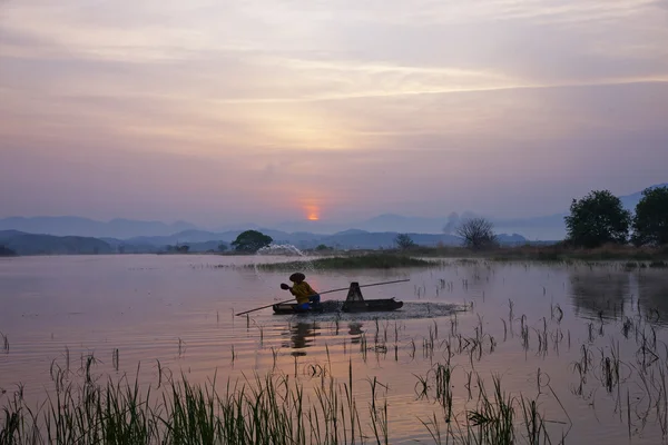 Pescador en Upo Swamp Changyeong — Foto de Stock