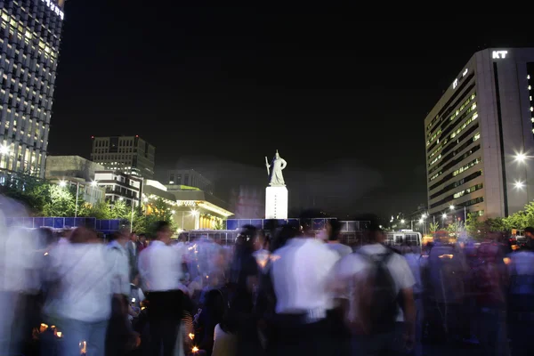 Reunião de multidões na demonstração da Coreia do Sul em Seul Plaza — Fotografia de Stock