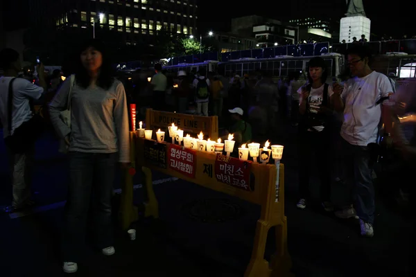 Manifestation des foules en Corée du Sud à Séoul Plaza — Photo