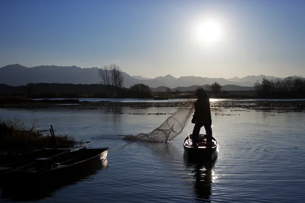 Pescador en Upo Swamp Changyeong — Foto de Stock