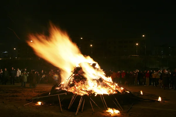 Pokaż daeboreum pełnia Festiwal ognia — Zdjęcie stockowe