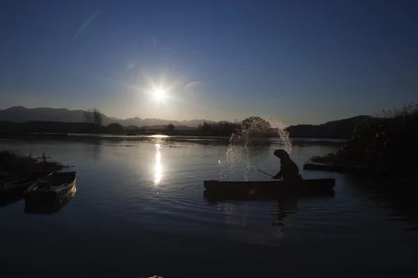 Fiskare på upo träsk changyeong — Stockfoto