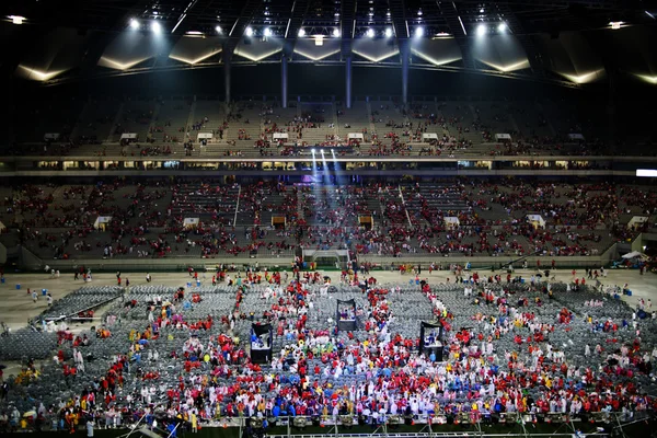 Jublande folkmassa på world cup stadium i Sydkorea — Stockfoto