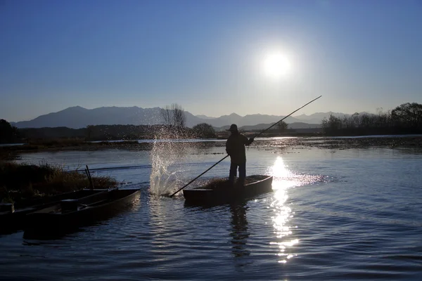 Fisherman at  Upo Swamp Changyeong — Stock Photo, Image