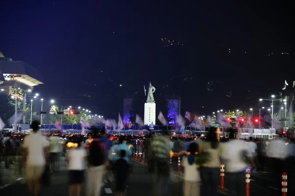 서울 광장에서 한국 데모에서 군중 집회 — 스톡 사진