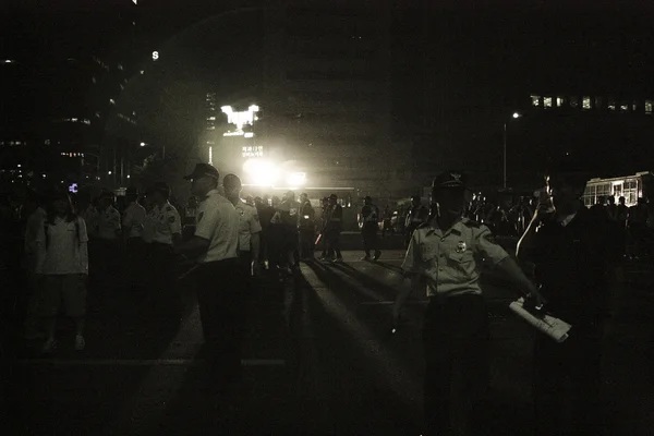 Kalabalıklar içinde güney korea gösteri Seul Plaza ralli — Stok fotoğraf